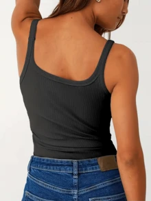 3pcs Women's Camisole, Women's Fashion Ribbed Tank Tops - Breathable, Fitted, Unpadded Sports & Yoga Vest - Versatile Solid Color Activewear - Multicolor - View 5