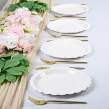 20 chiếc đĩa giấy trắng viền lượn sóng 9 inch / 7 inch, đĩa đựng bánh dùng một lần màu trắng cho tiệc mừng em bé, sinh nhật, đám cưới, tiệc cô dâu. - trắng - Xem 4