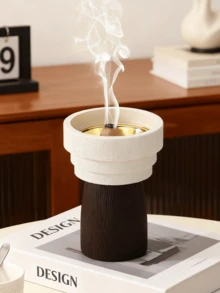 1pc Minimalist Dual-Color Resin Aromatherapy Burner, Perfect For Living Room, Home Office, Adding Elegant And Peaceful Atmosphere To Modern Home Decor And Aromatherapy Corner. Suitable For Home Decor, Office, Holiday And Yoga Studio Decoration And Aromatherapy. Also As Living Room Decor, Back To School Gift, Graduation Gift, Souvenir, Valentine's Day Gift, Women's Gift, Wedding Gift, Etc. - New Model - View 5