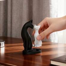 1 bức tượng mèo đen trắng in 3D trang trí nhà cửa, tượng trang trí bàn làm việc sáng tạo có thể tháo rời, tượng trang trí phòng khách phong cách Bắc Âu. - Đồ trang trí 3D - Hình con mèo - Xem 2