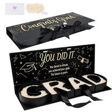 GRAD Abschlussgeschenkbox mit "Du hast es geschafft" Design, Raffia & Karte, perfekt für Abschlussfeier & Abschlussgeschenke - Übersicht 8