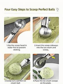2PCS Stainless Steel Ice Cream Scoop Dual-Purpose Melon Baller Tool Non-Stick Easy Demoulding Labor-Saving Durable Rust-Proof Easy Clean Multi-Function Gadget For Kitchen Dessert Making Fruit Platter Family Dinner Mess-Free Compact  Home Accessory - Multicolor - View 9