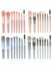 8pcs/Set Random Color Makeup Brush Set, With Portable Storage Case, Professional Blush, Highlighter, Eyeshadow, Foundation, Concealer, Eyebrow Brushes, Suitable For Beginners - Multicolor - View 7