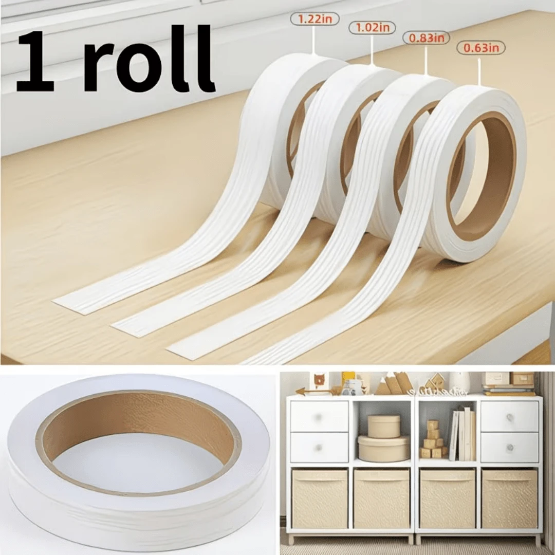 1 Cuộn băng dán viền vân gỗ 10m/393.7in, dày, tự dính, dùng cho đồ nội thất, tủ, bề mặt mờ, dễ xé.