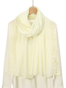 1 Stück eleganter Damenkopftuch mit 3D Rosen Stickerei aus Musselin, weicher Chiffon Stoff mit Spitzenbesatz, geeignet für Abaya und täglichen Gebrauch - Verschiedenfarbig - Übersicht 23
