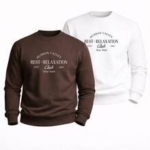 Crew Neck Sweatshirt, Relaxed Style, Sweater For Winter, Premium Comfort Outerwear. - BLACK aND WHITE - View 5