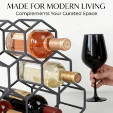 Crystals Modern Metal Wine Rack 11 Bottle Holder – Stylish Countertop Storage Stand For Kitchen & Dining Display - Black - View 4