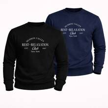 Crew Neck Sweatshirt, Relaxed Style, Sweater For Winter, Premium Comfort Outerwear. - BLACK aND BEIGE - View 10