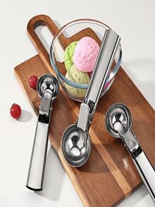 2PCS Non-Stick Ice Cream Scooper Stainless Steel Dual-Use Melon Baller Tool Easy Demoulding Labor-Saving Durable Rust-Proof Easy Clean Mess-Free Compact Kitchen Gadget For Dessert Fruit Platter Family Dinner Home Accessory Travel Size No Waste - Multicolor - View 2