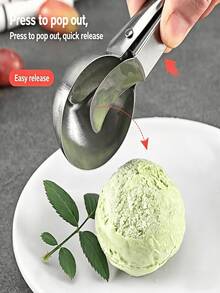 2PCS Stainless Steel Ice Cream Scoop Dual-Purpose Melon Baller Tool Non-Stick Easy Demoulding Labor-Saving Durable Rust-Proof Easy Clean Multi-Function Gadget For Kitchen Dessert Making Fruit Platter Family Dinner Mess-Free Compact  Home Accessory - Multicolor - View 4