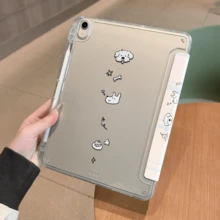 Ốp bảo vệ máy tính bảng, ốp bảo vệ A16, khóa từ tính, khe cắm bút cảm ứng, vỏ bảo vệ máy tính bảng gập nhiều ngăn, mặt lưng acrylic trong suốt tự lắp ráp, chống sốc và chống cong vênh, chức năng ngủ/thức thông minh, phù hợp với iPad thế hệ thứ 11, thế hệ thứ 8 10.2", thế hệ thứ 9 10.2", thế hệ thứ 10. - Trong sáng - Xem 3