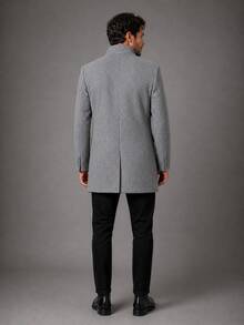 Men's Overcoat, Felted Wool, High Collar. - 淺灰色 - 查看 2