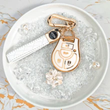 Ốp bảo vệ chìa khóa 4 nút cạnh thẳng, vỏ bảo vệ toàn diện cho Teana/Altima/Rogue, họa tiết hình thoi trang nhã. - Bộ dây có logo xe hơi - Xem 16