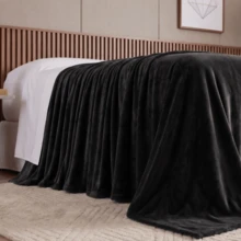 Microfiber Blanket Throw 2.40m X 2.00m Sofa Decoration For Couples - 黑色 - 查看 3