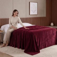 Microfiber Blanket Throw 2.40m X 2.00m Sofa Decoration For Couples - 紅木色 - 查看 1