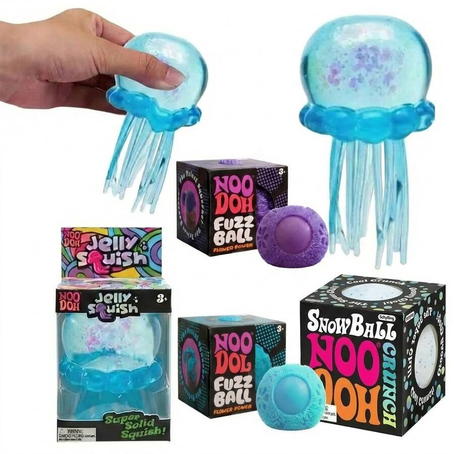 Multi-Style Squeeze Stress Relief Toys Set, Jelly Squish / Nice Cube / Snow Ball / Fuzz Ball, Soft TPR Squishy Toys With Different Textures, Portable Sensory Decompression Toys - A - không có hộp - Xem 1
