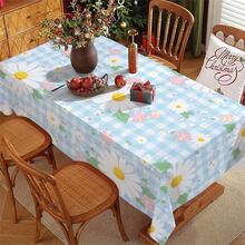 1pc Plaid & Floral Print Tablecloth, Blue Floral Pattern, Suitable For Indoor/Outdoor Party And Home Decor, Rectangular Dining Table Cover - Multicolor - View 31