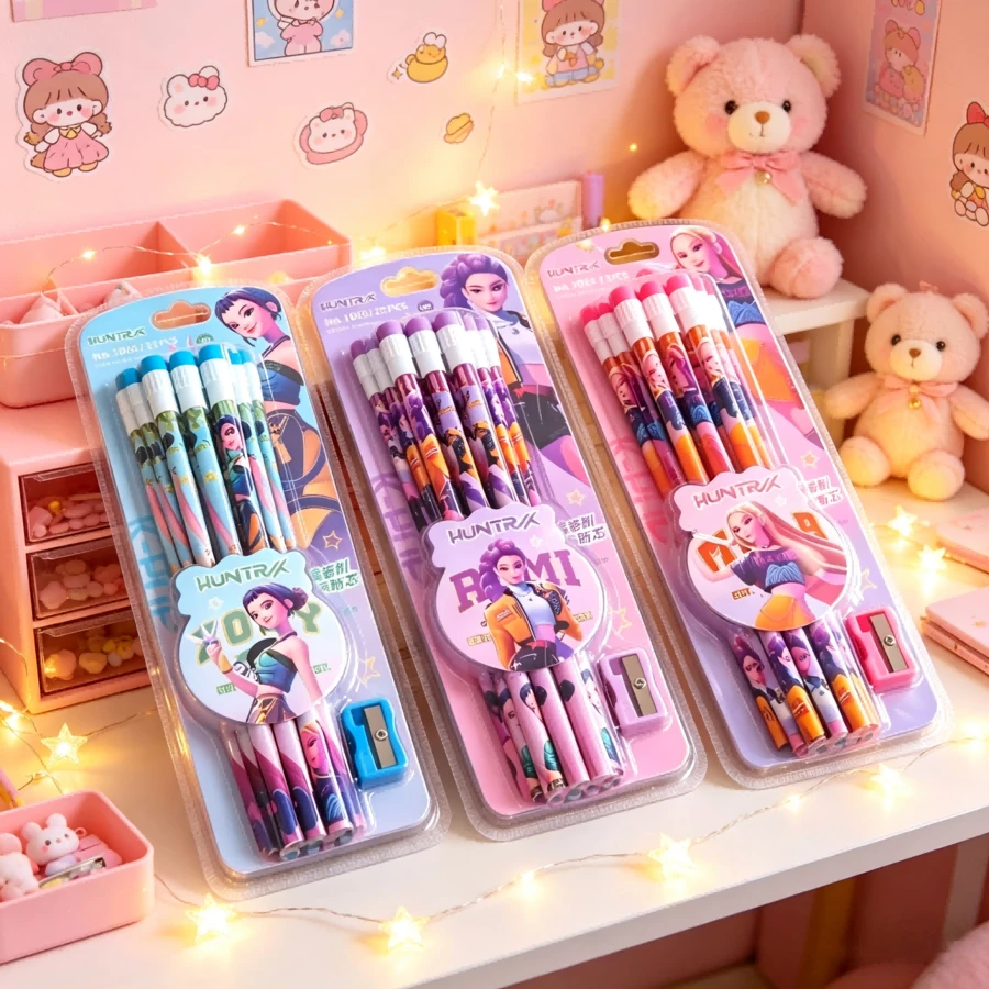 Bộ 12 bút chì hình bé gái hoạt hình kèm gọt bút chì, đồ dùng văn phòng phẩm cho trẻ em để viết và vẽ, phần thưởng trong lớp học (Mẫu ngẫu nhiên) - Nhiều màu - Xem 1