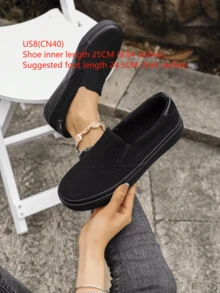 情侣帆布鞋，一脚蹬休闲鞋，步行鞋，时尚休闲百搭经典帆布鞋 - 黑色 - 查看 10