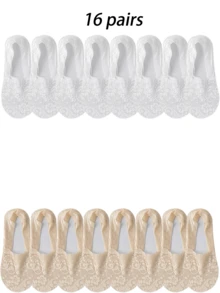 1/5/10/15/16/20/21/24 pares de calcetines de barco invisibles de corte bajo y transpirables para el verano - Multicolor - Ver 16
