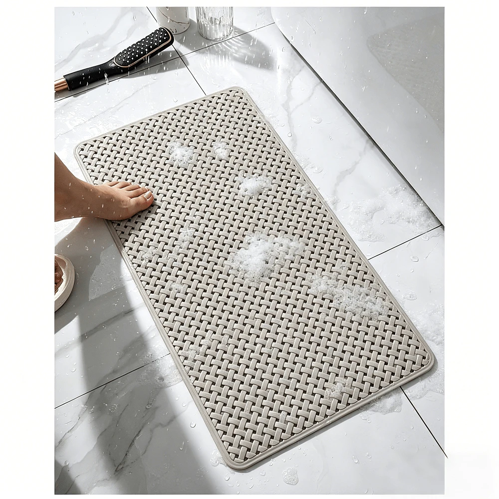 Alfombra antideslizante para baño - Alfombra de bañera con ventosas y agujeros de drenaje, alfombra de ducha antideslizante, adecuada para niños y ancianos