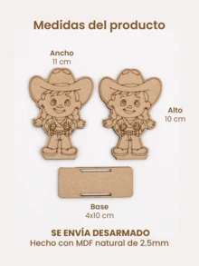 Servilletero Vaquerita De Madera Mdf Para Fiestas Y Eventos Infantiles Decoración Mesa Dulces, Cumpleaños Y Comunión - Café integral - Ver 2