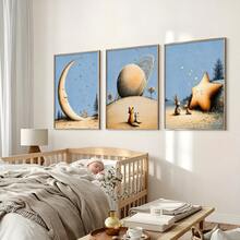 1/3pcs Moon And Deer Themed Kids Room Wall Art, Whimsical Fox Art Print | Dreamy Decor, Fairy Tale Rabbit Themed Kids Room Wall Art | Whimsical Starry Sky Wall Decor. Starry Sky Forest Themed Kids Room Decoration,Canvas Wall Art Posters For Room Home Decor Room Decor AestheticOptional Frame Room DecorRoom Decoration Stuff Wall Decor Bedroom Decor Baby Room Decoration Living Room Decor Office Decor - Multicolor - View 2