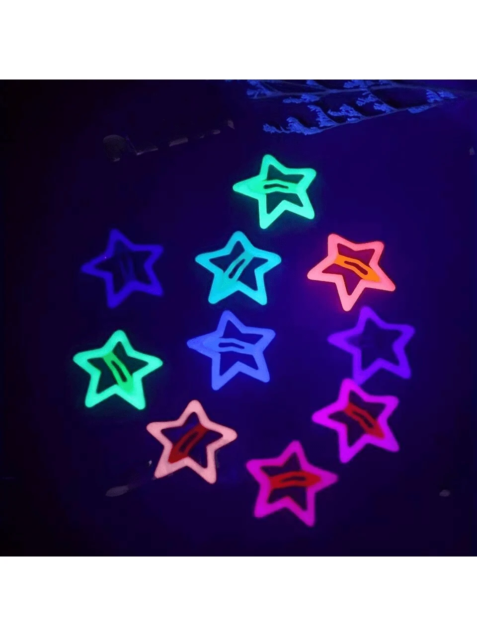 1pc/5pcs/10pcs/20pcs Random Luminous Sweet Colorful Star Hair Clips For Women, Cute Bangs BB Clips... Note: Requires Daytime Sunlight Exposure To Glow At Night,Festival,Party, Claw Clips - Multicolor - View 1