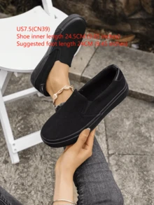 情侣帆布鞋，一脚蹬休闲鞋，步行鞋，时尚休闲百搭经典帆布鞋 - 黑色 - 查看 19