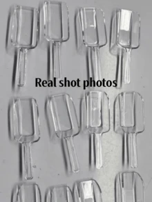 6 piezas Mini espátulas de plástico transparente, cucharas, cucharas multiusos pequeñas para helado, adecuadas para bodas, dulces, postres, bufés, helado, proteína en polvo, café, té - transparente - Ver 5