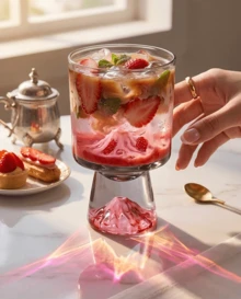 An 11.5 Oz Pink Mountain-Themed Drinking Mug, A Sophisticated And Uniquely Designed Stemmed Glass For Drinks, Coffee, Ice Cream Cones, And Wine, Perfect As A Gift For Christmas, Halloween, Thanksgiving, And Other Holidays. - Xem 4