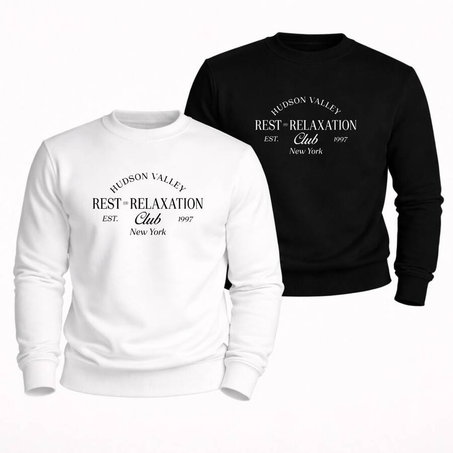 Crew Neck Sweatshirt, Relaxed Style, Sweater For Winter, Premium Comfort Outerwear. - BLACK aND WHITE - View 1