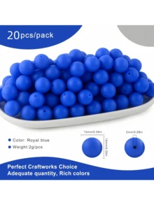 20 hạt silicon tròn 15mm dùng làm trang sức, móc khóa, vòng cổ, vòng tay thủ công. - Nhiều màu - Xem 6