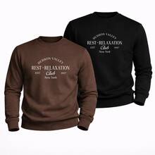 Crew Neck Sweatshirt, Relaxed Style, Sweater For Winter, Premium Comfort Outerwear. - BLACK aND BEIGE - View 9