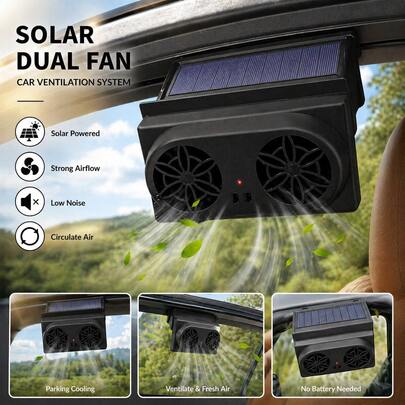 YAIUZGOO Ventilador de escape de coche con energía solar, Ventilador de ventilación de coche compacto con energía solar, Sistema de ventilación de ventana/parabrisas de coche, Ventilador de refrigeración de verano, Ventilador portátil de circulación de aire para mantener tu coche fresco, Accesorios de coche