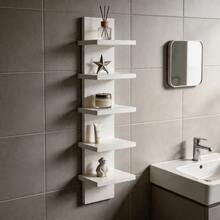 Adjustable Wall-Mounted Display Rack, 5-Tier Design, Modern Home Decor Storage Shelf For Bathroom, Bedroom, Living Room, Office - Suitable For Cosmetics, Figurines, Dolls, Statues And Toys, Combines Aesthetics And Functionality! - Black and White - View 5