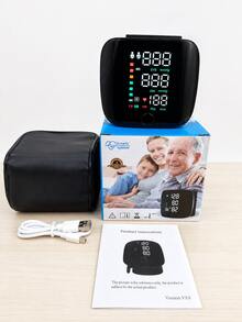 Automatic Medical Blood Pressure Monitor, Rechargeable, Large LCD Display And Reading, Voice Transmission, Portable - ALPS-GRAY - View 1