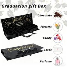 GRAD Abschlussgeschenkbox mit "Du hast es geschafft" Design, Raffia & Karte, perfekt für Abschlussfeier & Abschlussgeschenke - Übersicht 4