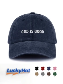 1件水洗棒球帽，印有GOD'S FAVORITE，復古爸爸帽中性款，Y2K街頭風遮陽帽，適合男士女士，夏季旅行與日常穿著 - god is good - 查看 18
