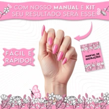 Kit Unha Gel Completo Cabine Sun 5 48W Lixadeira Caneta Pedicure e Manicure Alongamento Extensão Unhas Porcelana Acrigel - Rosa chiclete - Visão 5
