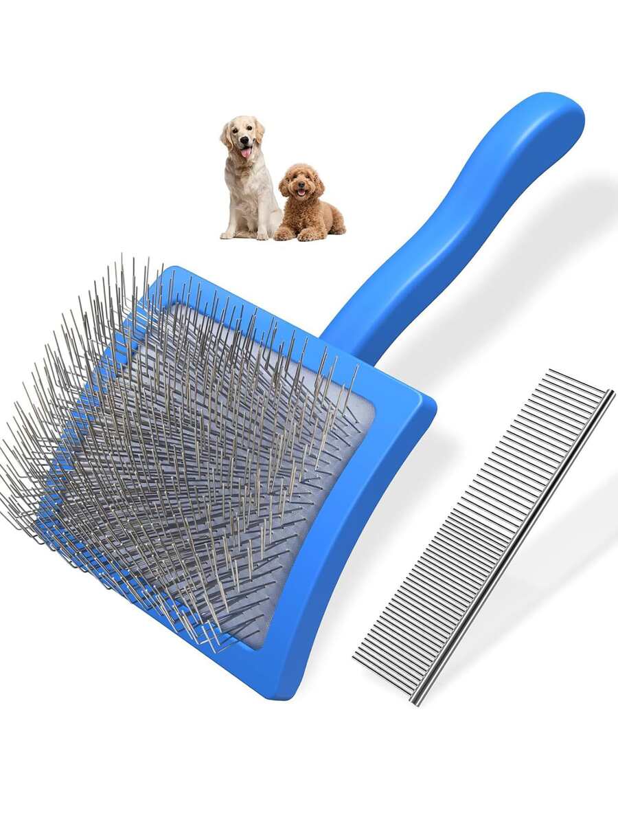 2 包宠物美容顺毛刷,专业狗狗美容刷(适用于金毛寻回犬、贵宾犬、拉布拉多犬),加长针头,有效去除缠结、打结和毛结。 - 彩色 - 查看 1