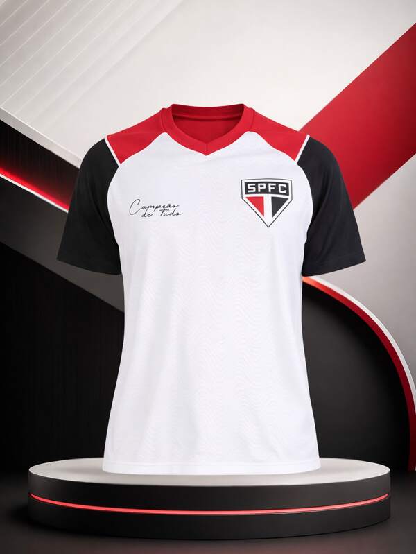 Camiseta Feminina São Paulo Intensidade Jacquard Onda Tricolor