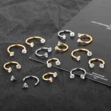 AVYRING 1/3件套不锈钢鼻环马蹄形鼻中隔穿孔钉套装圆形锆石耳软骨耳屏耳廓穿孔饰品20G 0.8mm 6mm 7mm 8mm - 彩色 - 查看 5