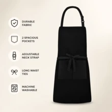 1pc Adjustable Apron With Long Tie, 2 Pockets, Waterproof Cooking Chef Apron - Multicolor - View 5