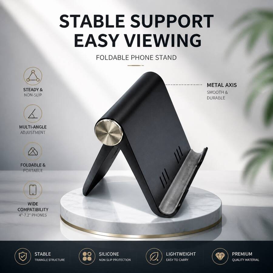 1pc Foldable Portable ABS Phone Stand, Suitable For Smartphones And Tablets, Not Waterproof - Multicolor - View 1