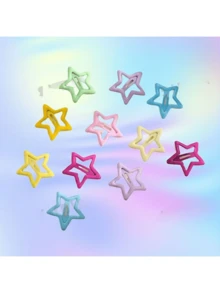 1pc/5pcs/10pcs/20pcs Random Luminous Sweet Colorful Star Hair Clips For Women, Cute Bangs BB Clips... Note: Requires Daytime Sunlight Exposure To Glow At Night,Festival,Party, Claw Clips - Multicolor - View 2