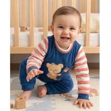 Baby Boy's Plush Embroidered Romper Baby Boy's Clothes - 藍色 - 查看 4