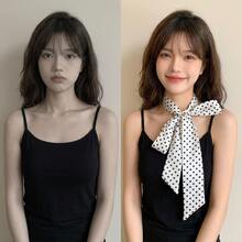 1件女款波點小絲巾，窄款尖端設計，韓式百搭，適用於包包、襯衫、緞帶與裝飾緞帶，可搭配服飾與校園穿搭 - 小波點絲巾 - 查看 7