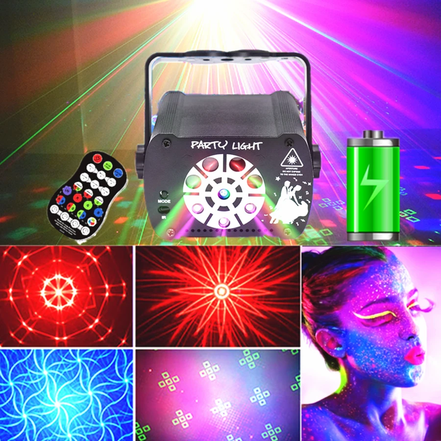 DJ灯光、迪斯科派对灯光、USB 8端口多模式遥控器及声控频闪灯、星空投影灯、KTV酒吧家庭氛围彩色灯光、生日节日庆典、卡拉OK俱乐部、露营装饰灯、灯光秀