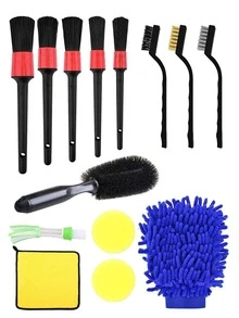 1 Set 18pcs Car Washing Tool Kit, Detail Brush, Electric Drill Brush, Wheel Brush Set - A - View 9